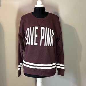 Victoria’s Secret PINK Burgundy & White Jersey Sweatshirt - M